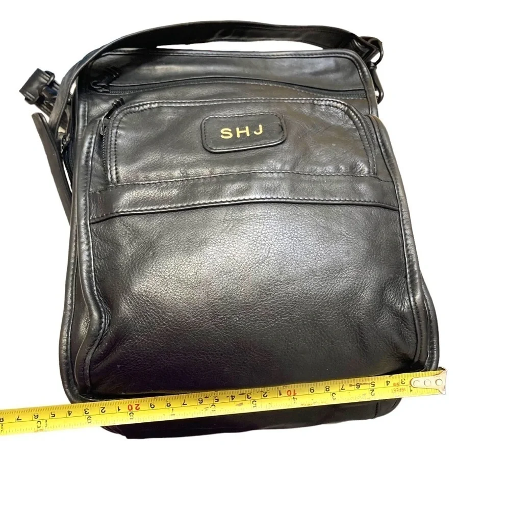Tumi vintage black leather mens messenger bag